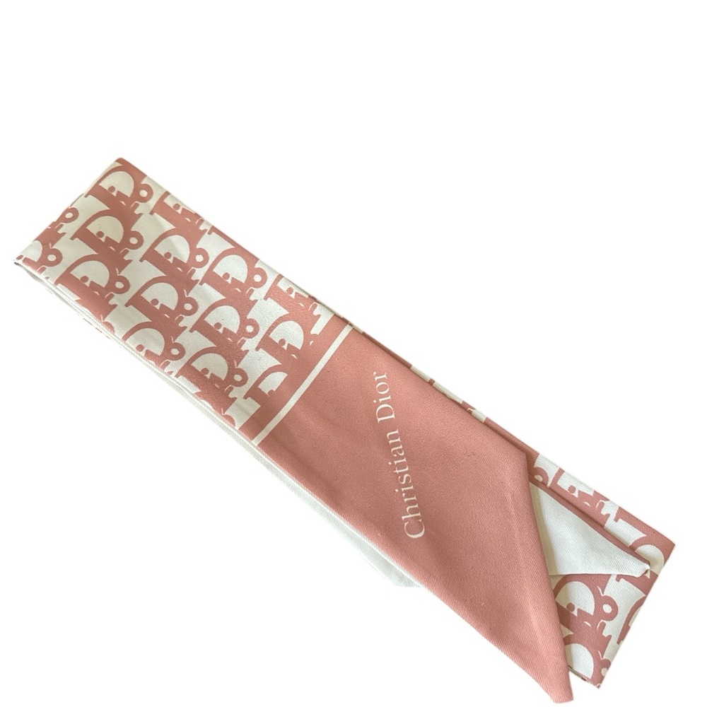 Christian Dior Pink and White Twilly